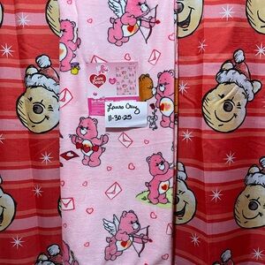 Care Bears Pink and Red Blanket with Heart and Bear Designs